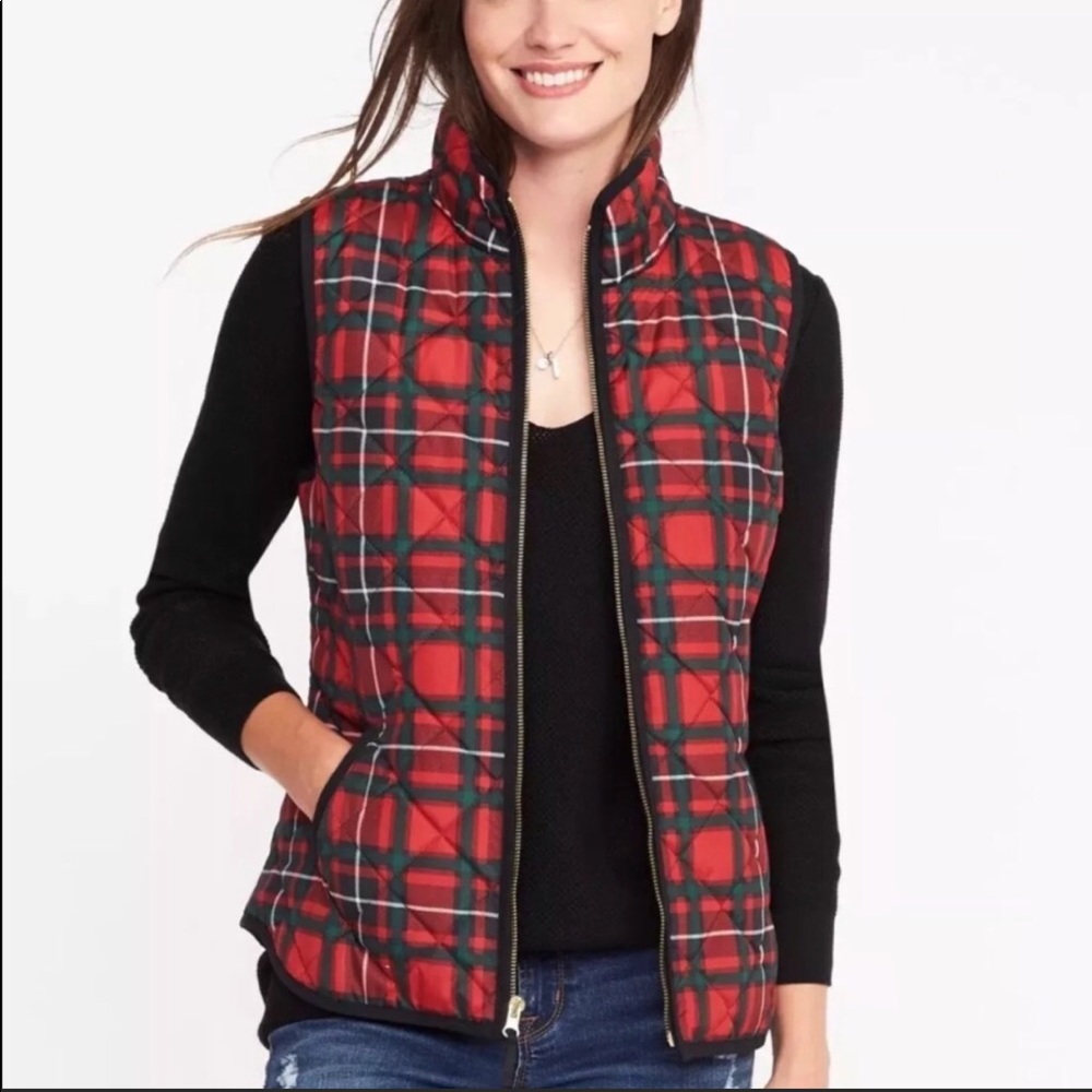 NWT Old Navy Plaid Quilted Vest
